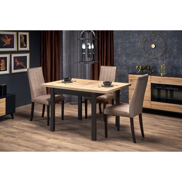 TIAGO SQUARE extensions table, craft oak / black 9