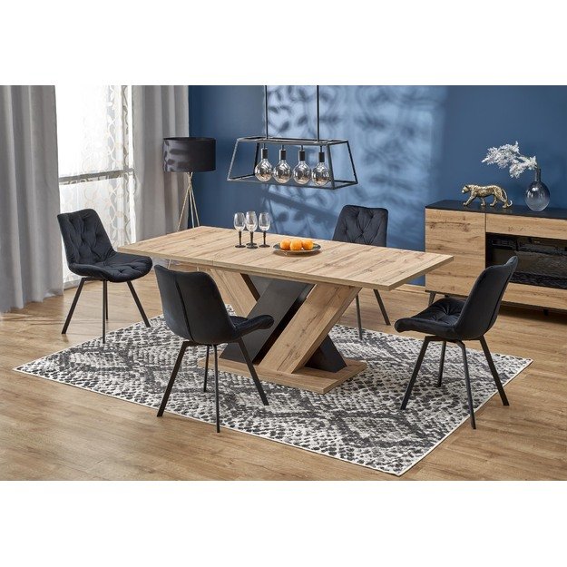 BRANDON extension table, wotan oak / black 30