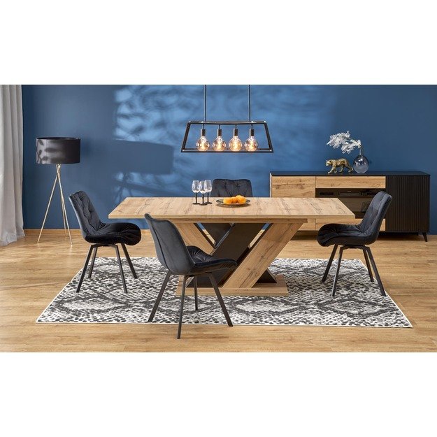 BRANDON extension table, wotan oak / black