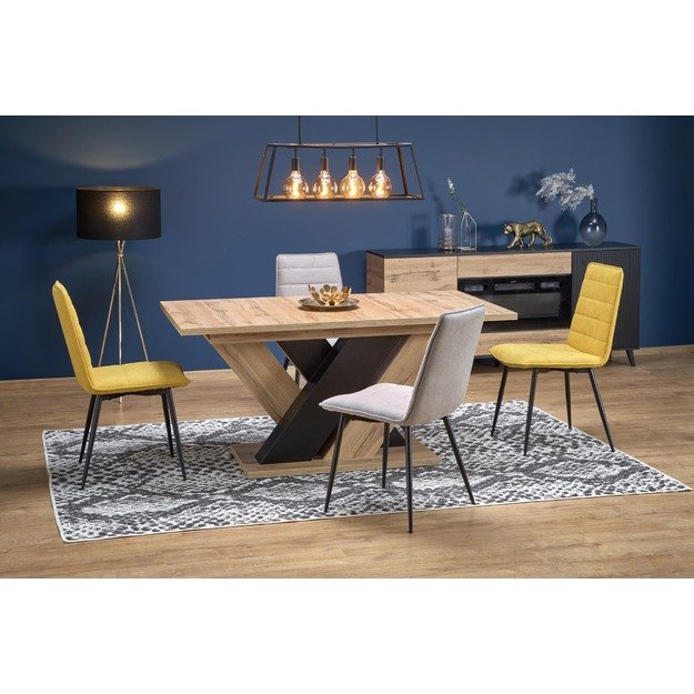 BRANDON extension table, wotan oak / black 36