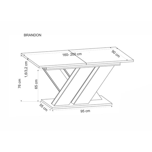 BRANDON extension table, wotan oak / black 12