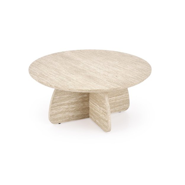 NUGAT coffee table with pouffes, table: travertine, pouffe: l.grey