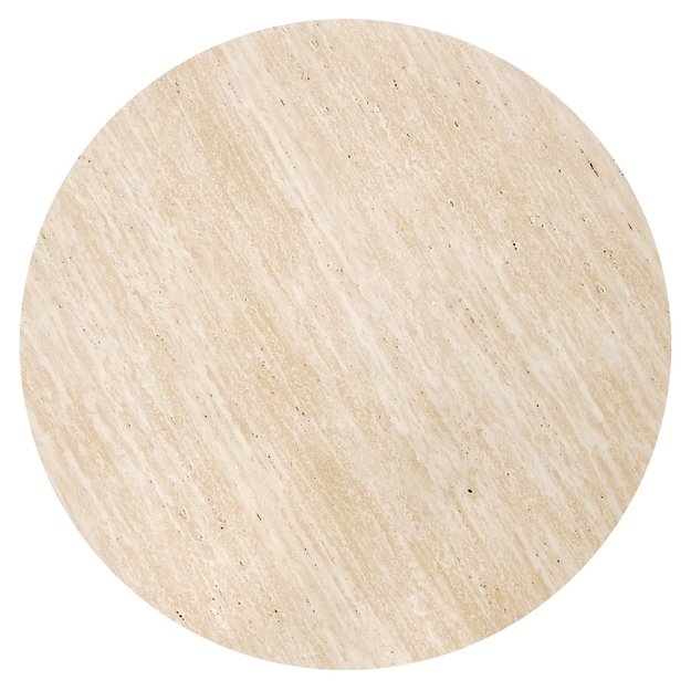 NUGAT coffee table with pouffes, table: travertine, pouffe: l.grey