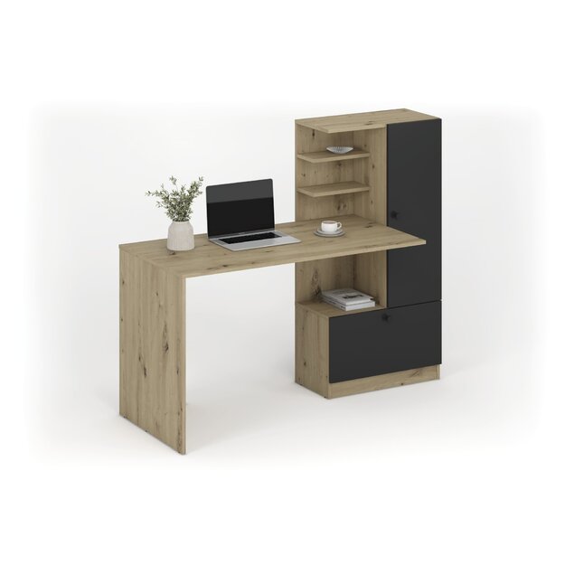 HOBAS desk, artisan oak / black