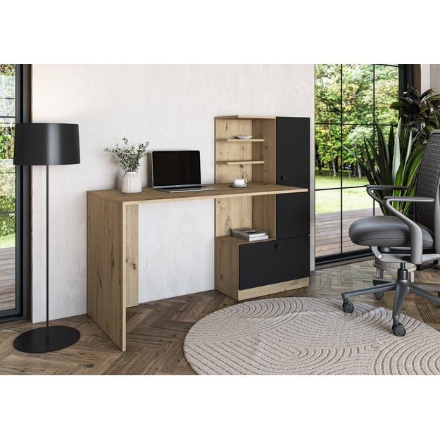 HOBAS desk, artisan oak / black