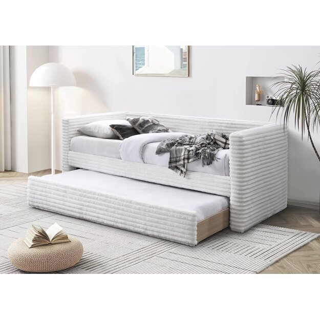 ALABAMA double bed with pull-out bottom mattress space, creamy