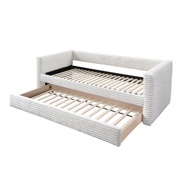 ALABAMA double bed with pull-out bottom mattress space, creamy 3