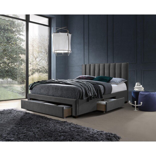 GRACE 140 bed with drawers, color: grey