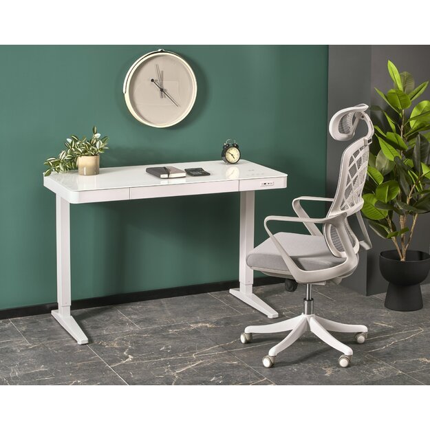 B52 desk with adjustable height, white