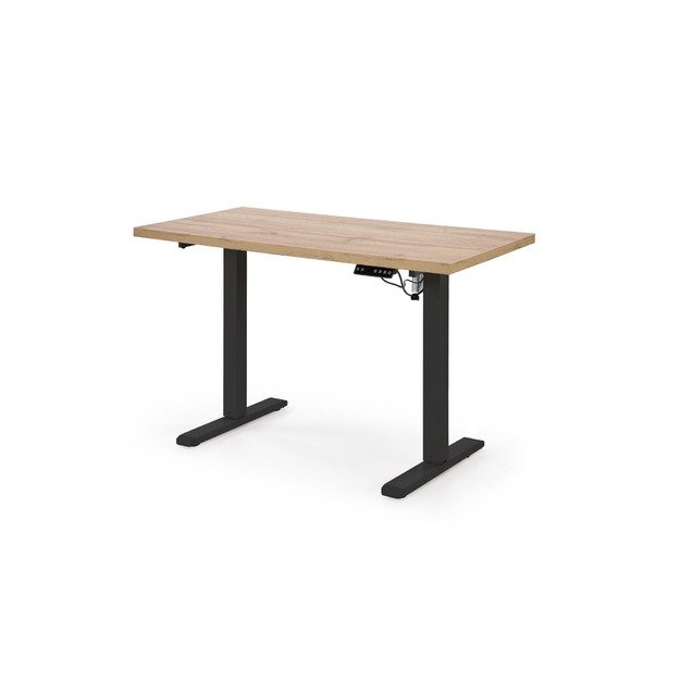 B/54 desk with adjustable height, top - artisan oak, frame - black