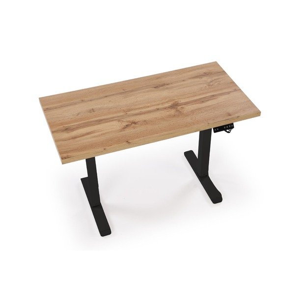 B/54 desk with adjustable height, top - artisan oak, frame - black 9