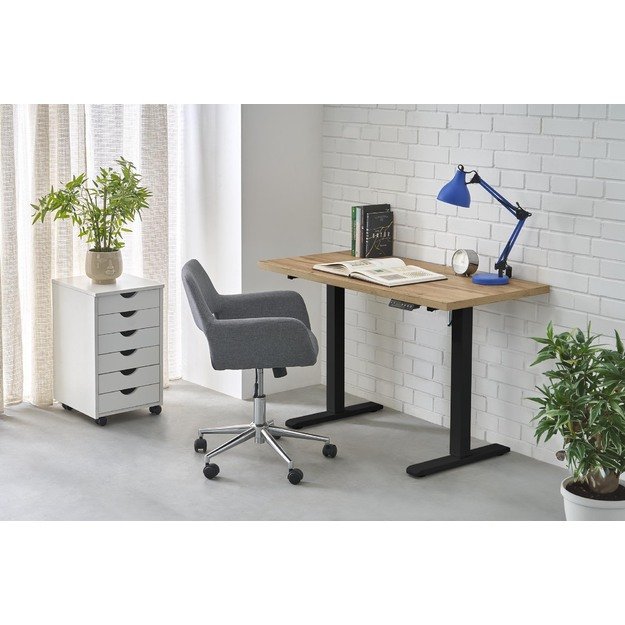 B/54 desk with adjustable height, top - artisan oak, frame - black 1