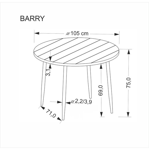 BARRY round table, walnut / black 4