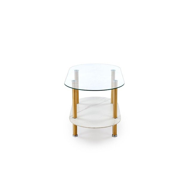 DUCAT c.table, white marble / transparent / gold 1