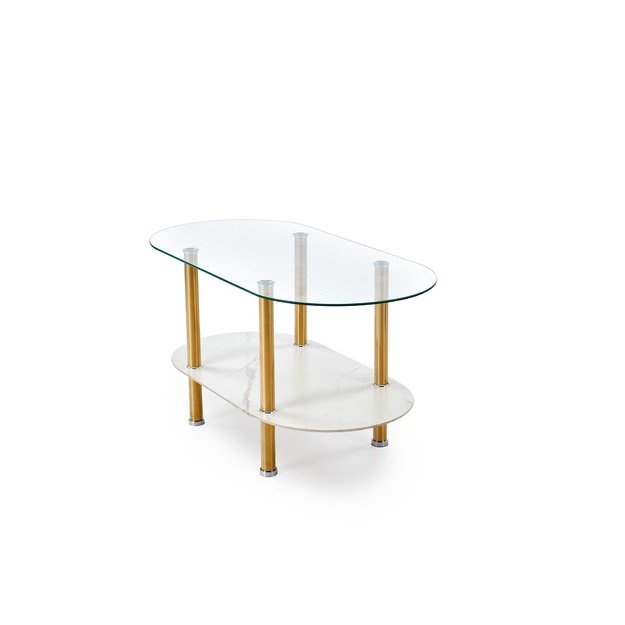 DUCAT c.table, white marble / transparent / gold 2