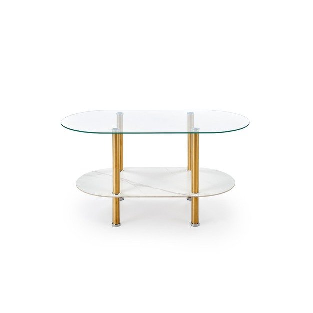 DUCAT c.table, white marble / transparent / gold 6