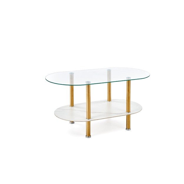 DUCAT c.table, white marble / transparent / gold 7