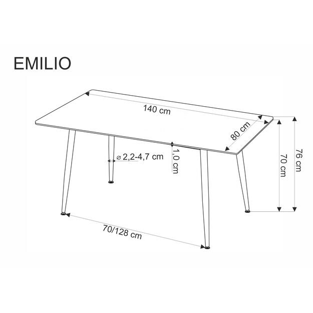 EMILIO 120 table, color: top - white marble, legs - black 18