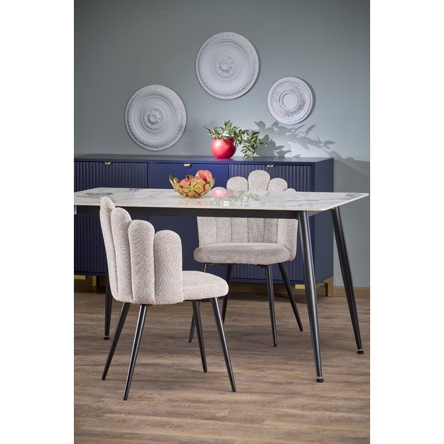 EMILIO 120 table, color: top - white marble, legs - black 6