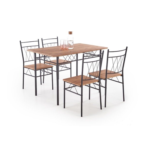 FAUST set + 4 chairs color: natural oak / black