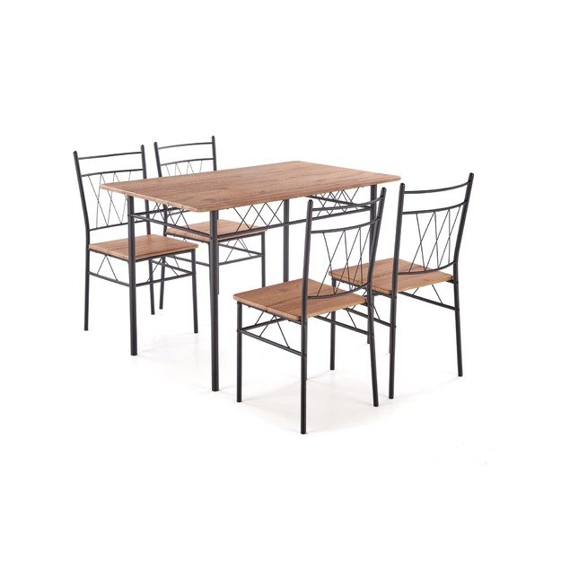 FAUST set + 4 chairs color: natural oak / black 11