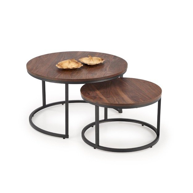JAVA set of 2 c. tables, walnut / black