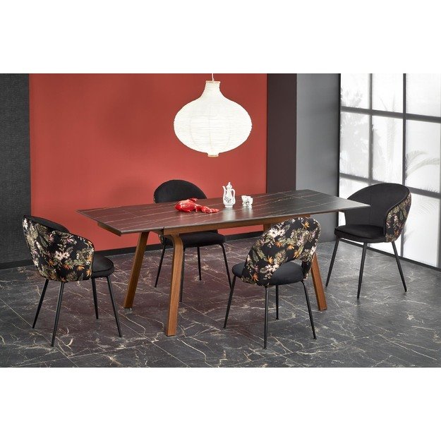 LOZANO extension table, black marble / walnut
