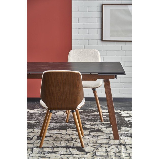 LOZANO extension table, black marble / walnut 31