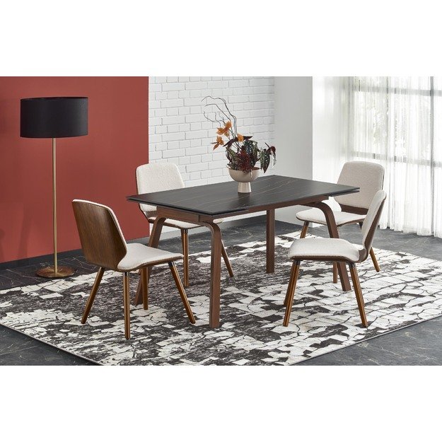 LOZANO extension table, black marble / walnut 12