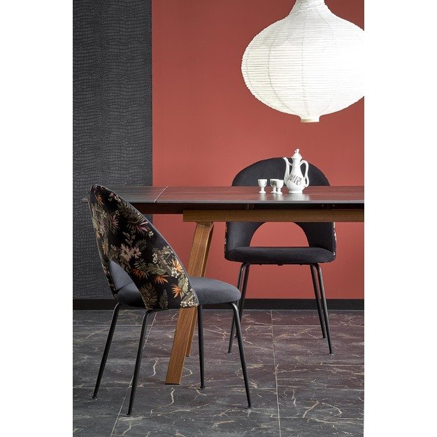LOZANO extension table, black marble / walnut 28