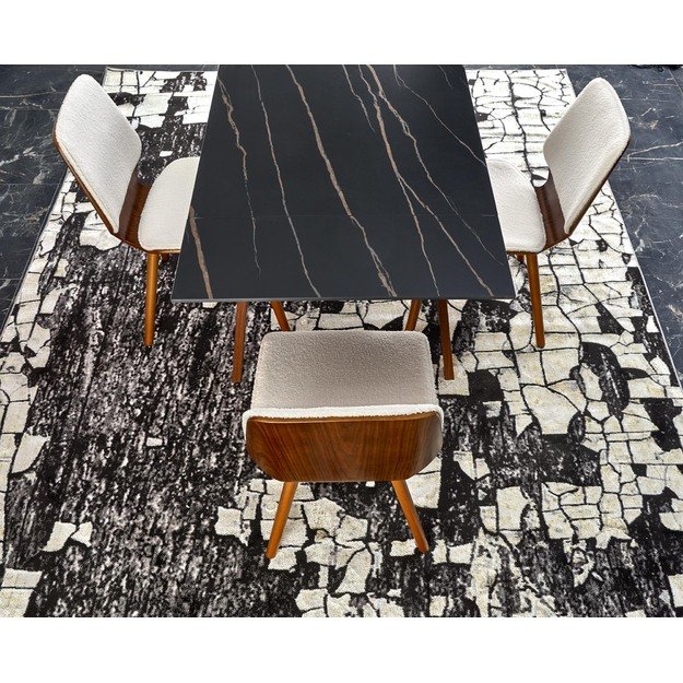 LOZANO extension table, black marble / walnut 30