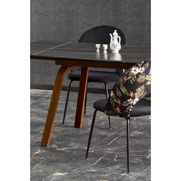 LOZANO extension table, black marble / walnut 10