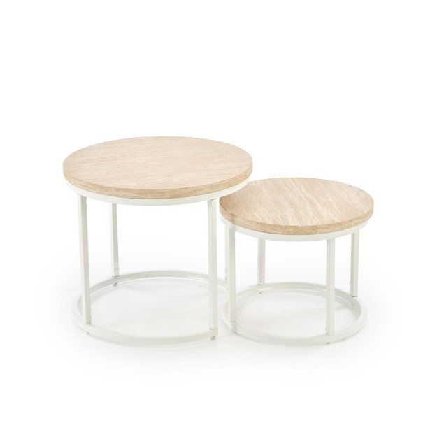 OREO set of two coffee tables, travertine / white 9