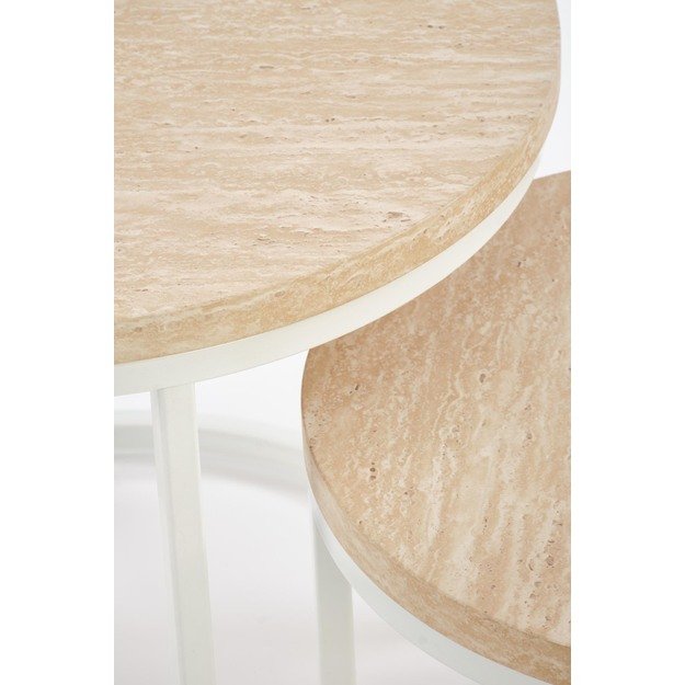 OREO set of two coffee tables, travertine / white 6