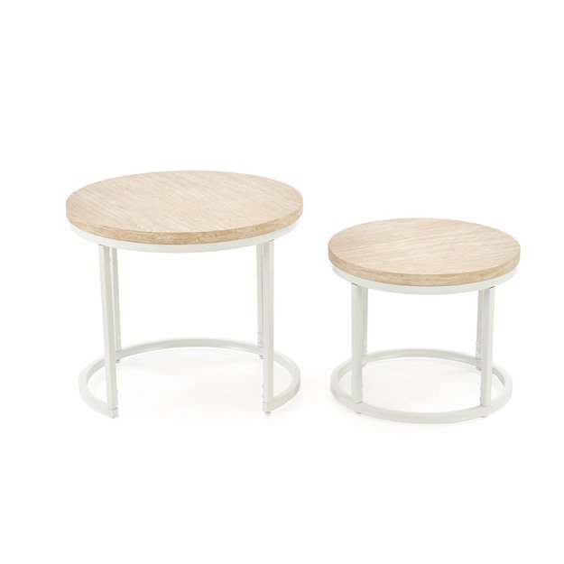 OREO set of two coffee tables, travertine / white 4
