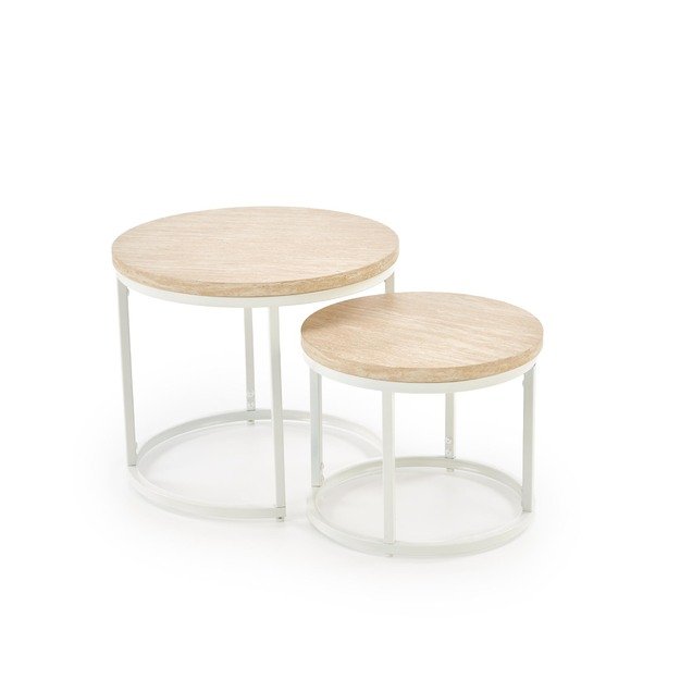 OREO set of two coffee tables, travertine / white 8