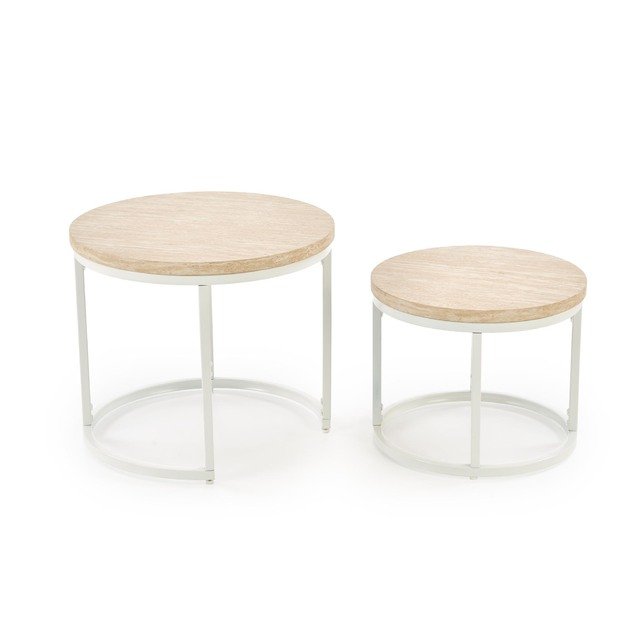 OREO set of two coffee tables, travertine / white 7