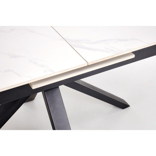 PLATAN extension table, white marble / black 7