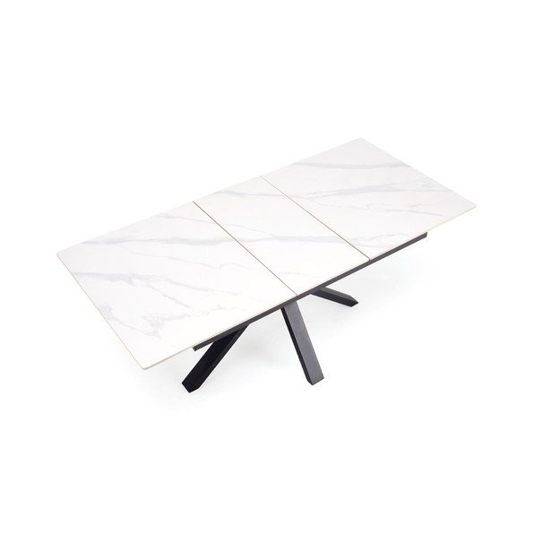 PLATAN extension table, white marble / black 2