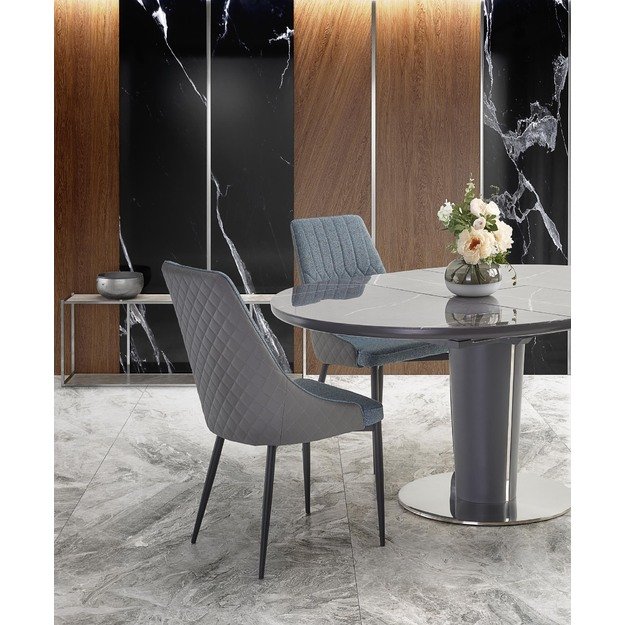 RICARDO extension table, color: top - grey marble, legs - dark grey 18