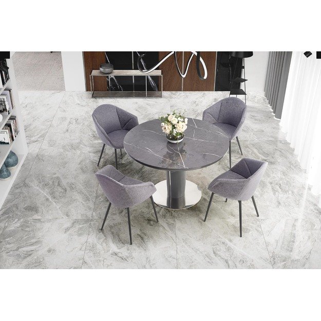 RICARDO extension table, color: top - grey marble, legs - dark grey 19