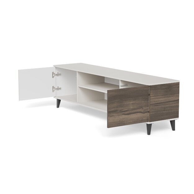 RANDOM 2 RTV-K TV stand with fireplace 180 cm, cashmere / walnut / black 4