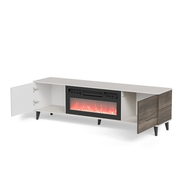 RANDOM 2 RTV-K TV stand with fireplace 180 cm, cashmere / walnut / black 11