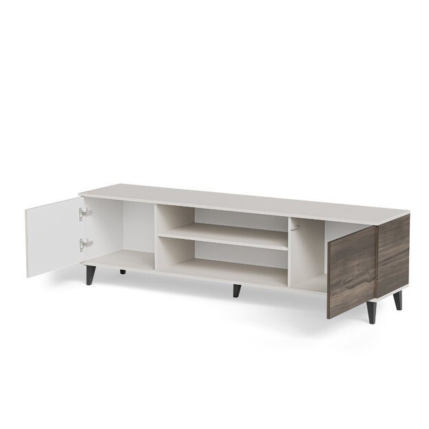 RANDOM 2 RTV-K TV stand with fireplace 180 cm, cashmere / walnut / black 27