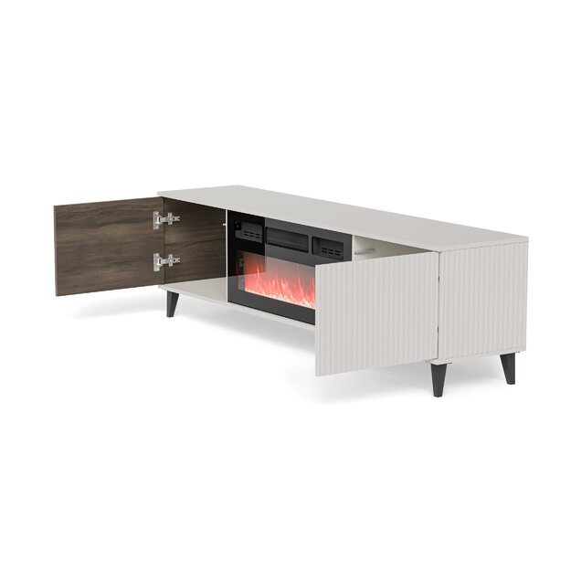 RANDOM 2 RTV-K TV stand with fireplace 180 cm, cashmere / walnut / black 2