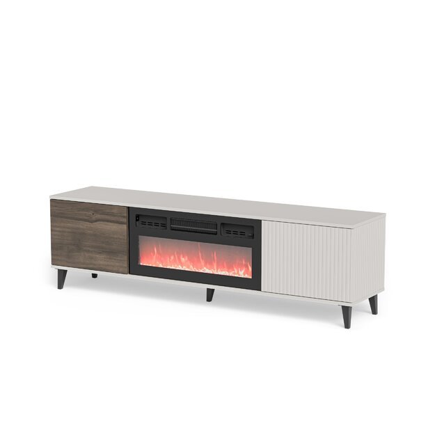 RANDOM 2 RTV-K TV stand with fireplace 180 cm, cashmere / walnut / black 26
