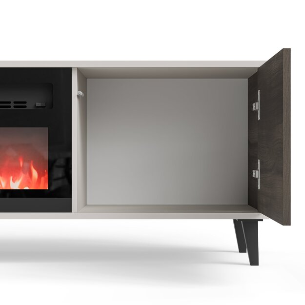 RANDOM 2 RTV-K TV stand with fireplace 180 cm, cashmere / walnut / black 8