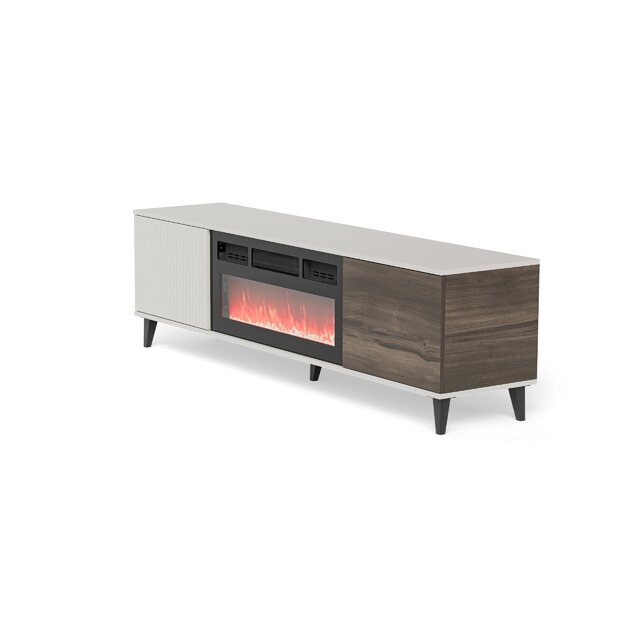 RANDOM 2 RTV-K TV stand with fireplace 180 cm, cashmere / walnut / black 1