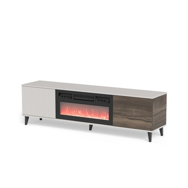 RANDOM 2 RTV-K TV stand with fireplace 180 cm, cashmere / walnut / black