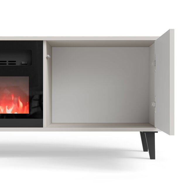 RANDOM 2 RTV-K TV stand with fireplace 180 cm, cashmere / walnut / black 10